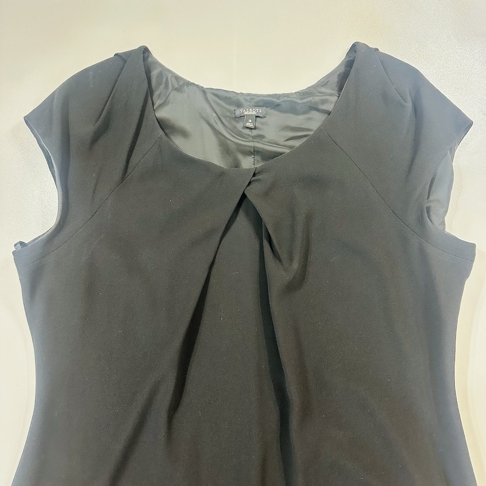 Talbots Women's Black Midi Dress Size 18 Sleeveless Round Neck Side Zip - Picture 2 of 9